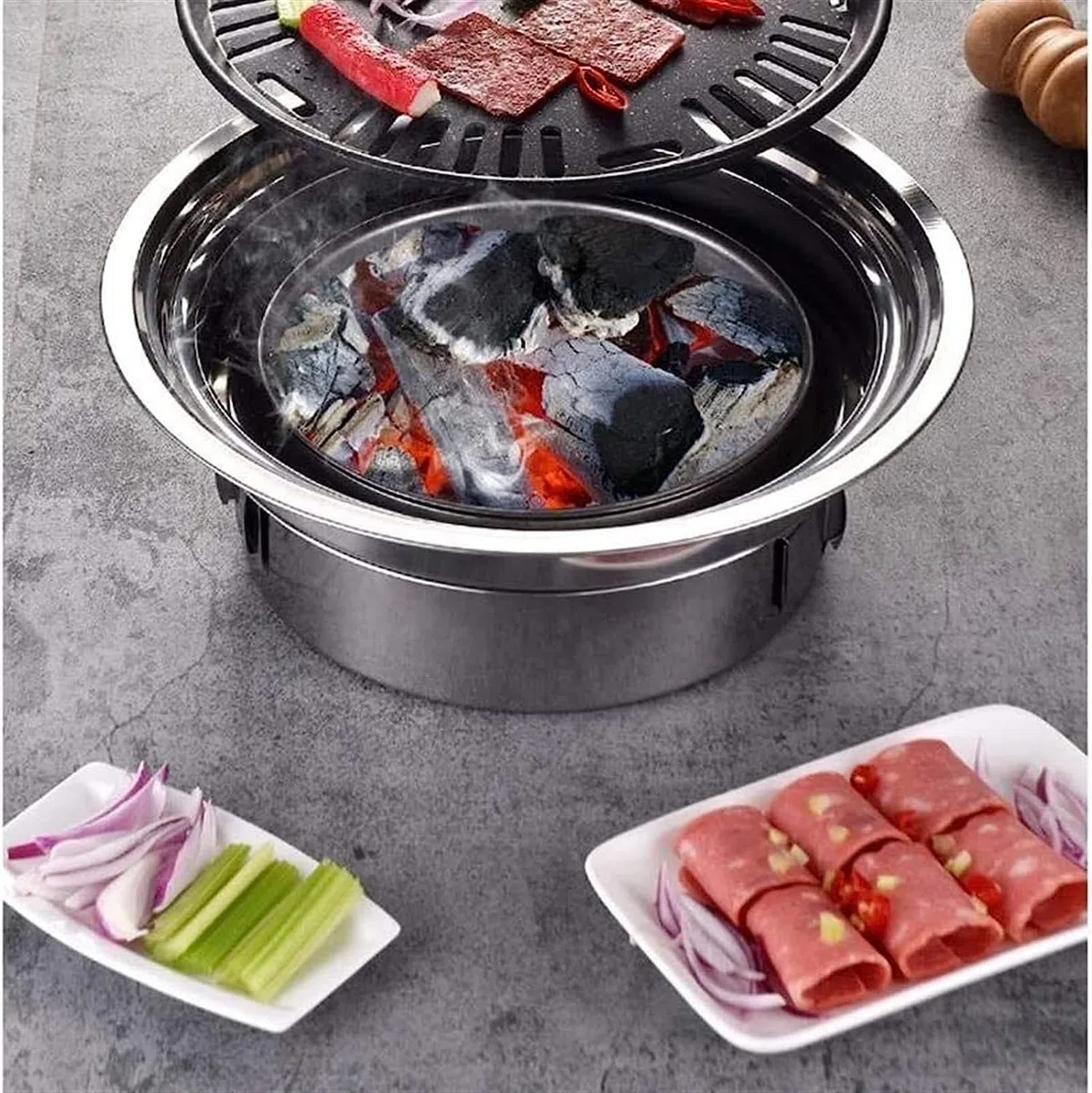 Grille węglowe Gorący grill Grill węglowy Przenośny Gospodarstwo domowe Koreański grill Okrągły Grill węglowy Grill kempingowy Kuchenka Na zewnątrz Wewnątrz