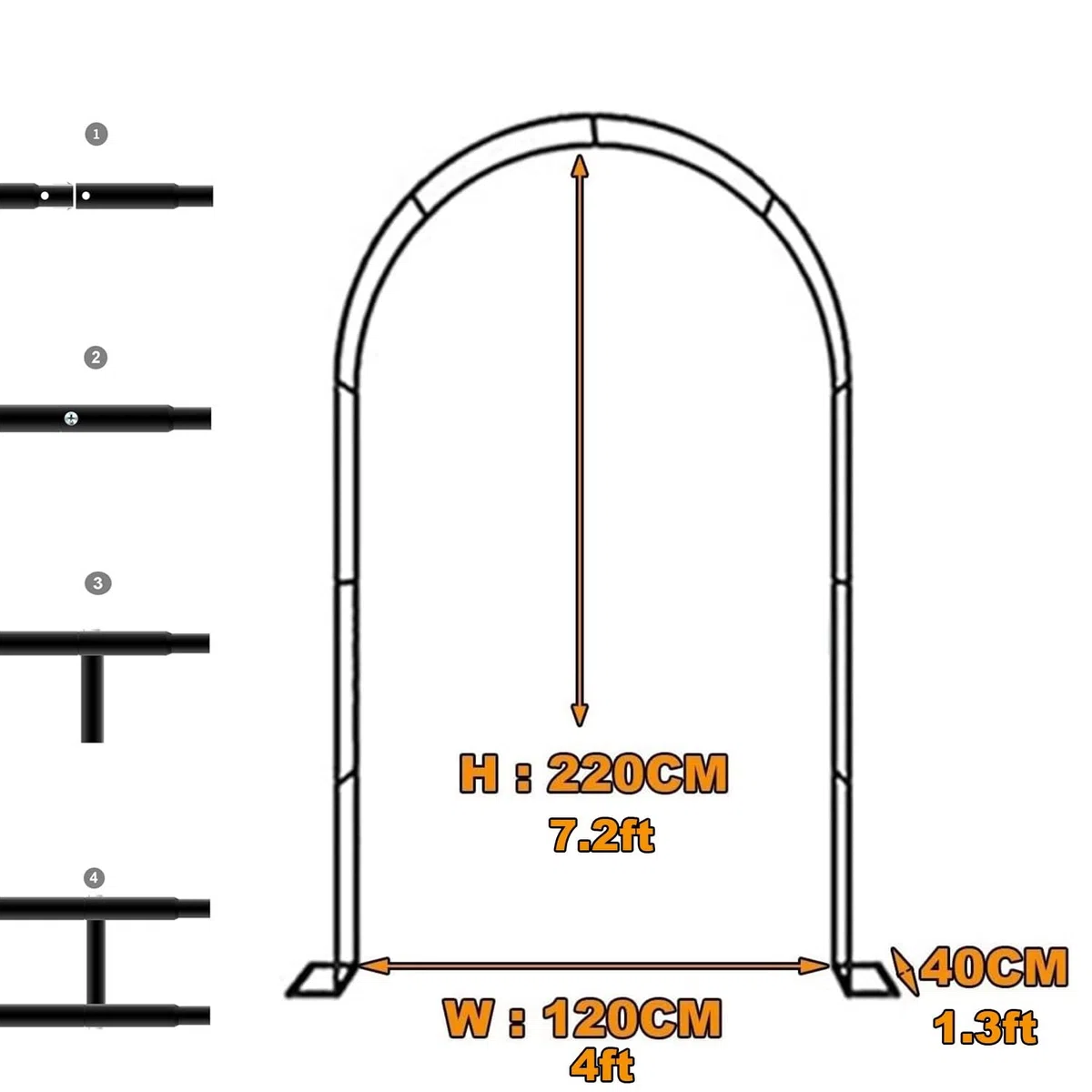 Solidna metalowa kratka ogrodowa do roślin pnących i róż, bez rdzy, 120-350 cm, opcje wysokości, wsparcie na zewnątrz, dla winorośli i kwiatów (szer. 120 x wys. 220 cm)