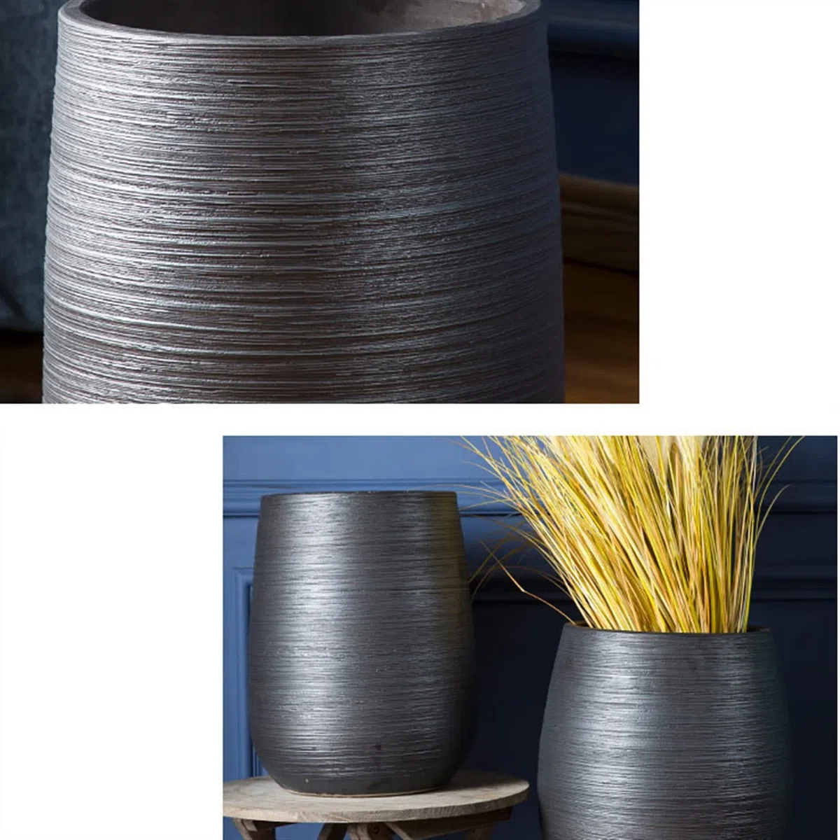 Doniczki ceramiczne, doniczki ogrodowe z otworami drenażowymi, ozdobne donice z czarną nicią do roślin i kwiatów wewnątrz i na zewnątrz Pojemnik na rośliny (