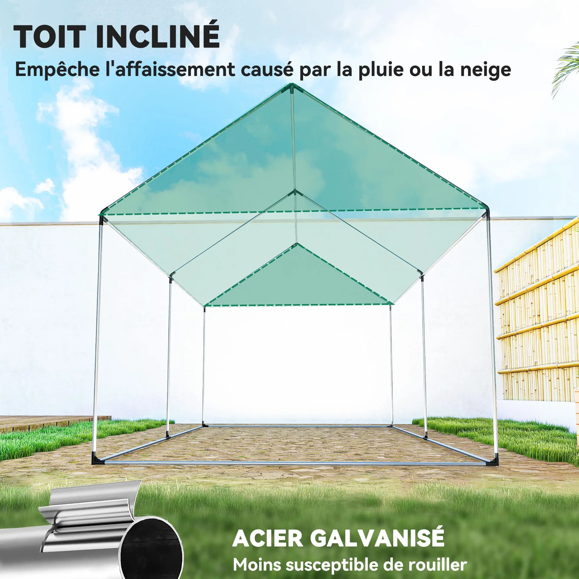 Outsunny Tunel ogrodowy szklarnia 2 x 3m 6m² stal ocynkowana PE biała