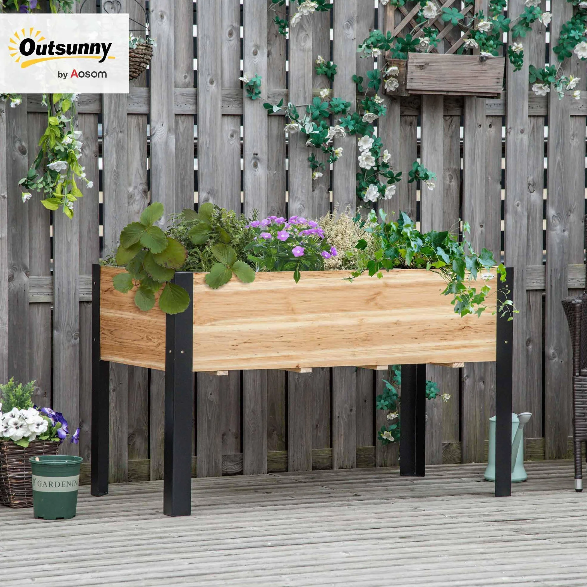 Outsunny podwyższona grządka 120 cm x 60 cm x 74 cm