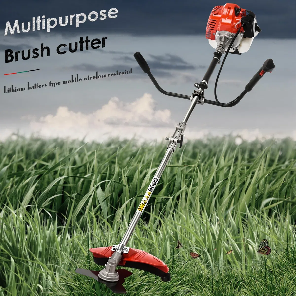 2025 New Gas Weed Wacker - 52 cm³ 2-suwowa wielofunkcyjna kosiarka do żywopłotu, nożyce do żywopłotu, 2 w 1, gazowa przecinarka do pędzli, plecak do trawnika ogrodowego i podwórka, czerwony