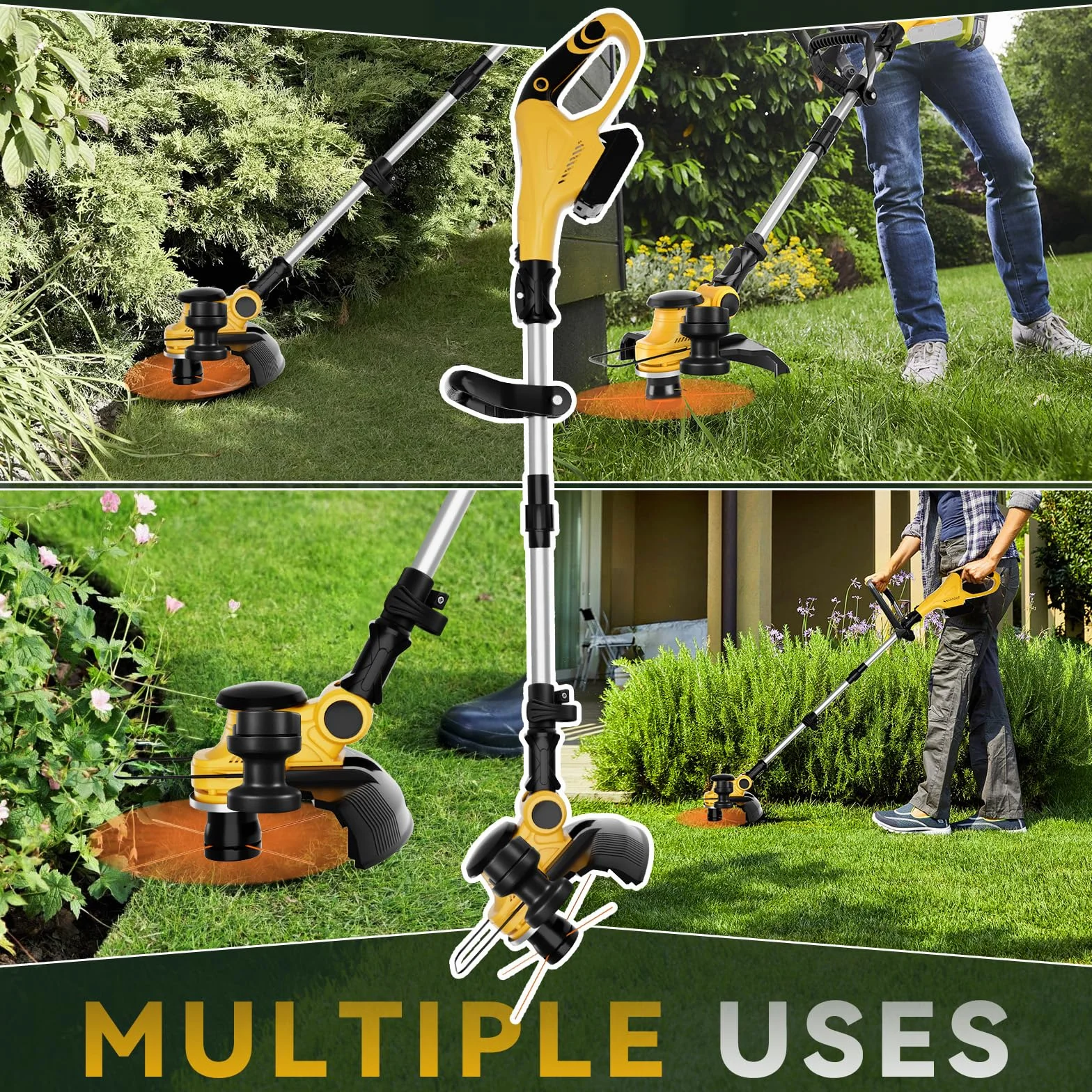 Podkaszarka do trawy kompatybilna z akumulatorem Dewalt 20 V, składana podkaszarka 3 w 1, z silnikiem bezszczotkowym, szerokość cięcia 30 cm, wskaźnik stanu baterii, elektryczna kosiarka do trawy