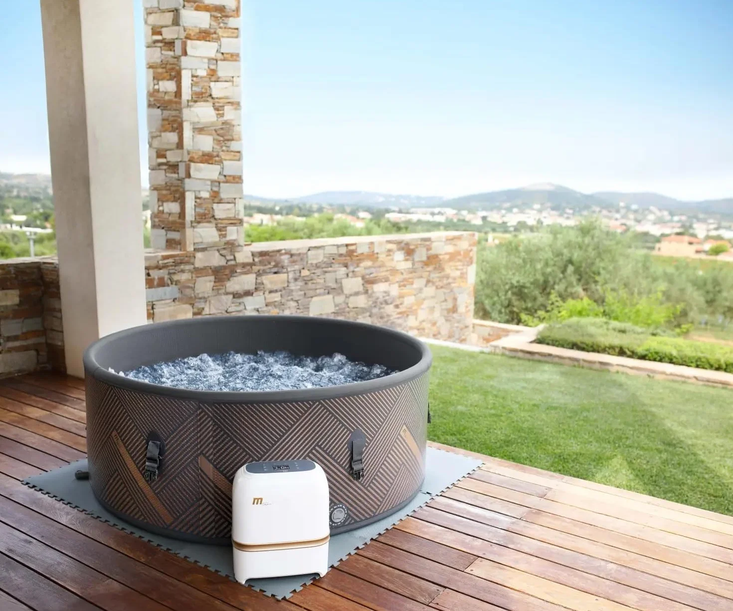 Nadmuchiwane jacuzzi MSPA Whirlpool Mono dla 6 osób 173x173x70 cm 138 dysz masażu 3 poziomy intensywności