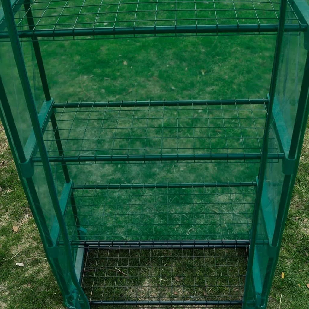Szklarnia Amatorska Ogrodnictwo 69x32x160 cm 4 półki | Zamek błyskawiczny, przezroczysta zielona osłona, stalowa rama rurowa, odporna na promieniowanie UV i żel