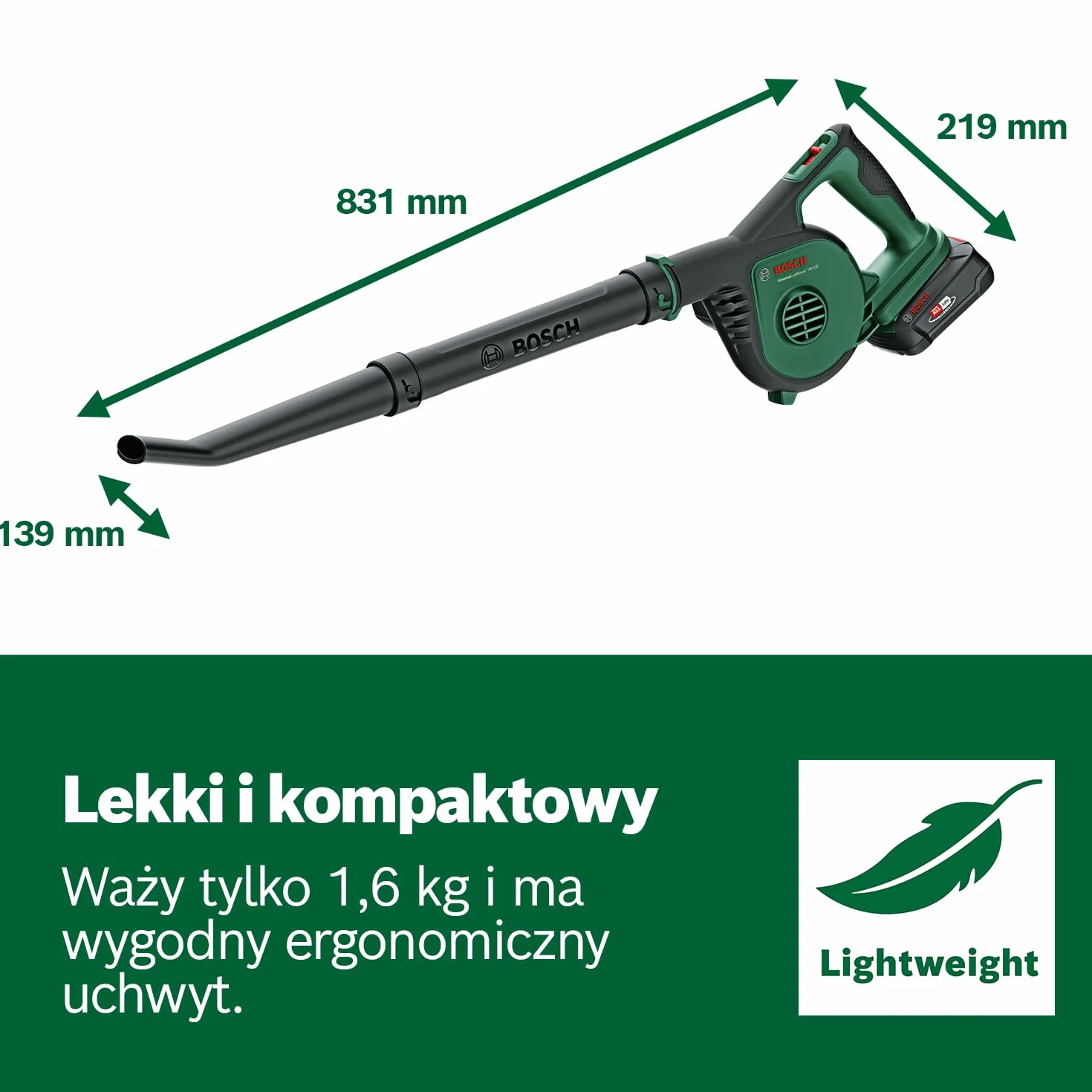 Bosch UniversalLeafBlower 18V-130 akumulatorowa dmuchawa do liści 18V 2,5 Ah z ładowarką
