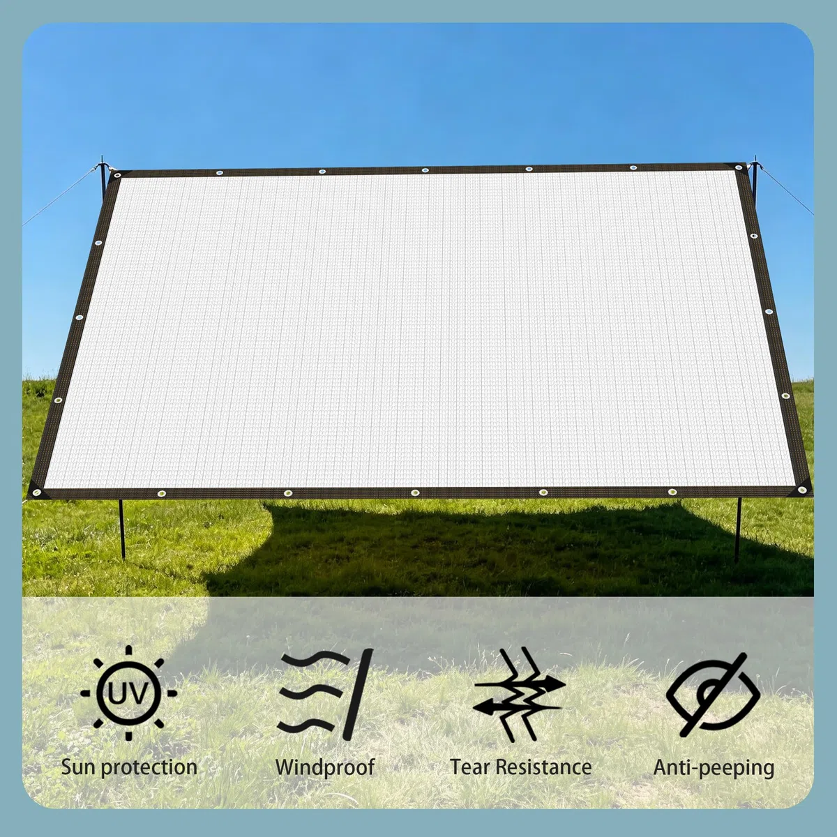 Aluminiowa Tkanina Zacieniająca 170 x 300 cm Oddychający Odblaskowa Aluminiowa Osłona Przeciwsłoneczna Łatwa Instalacja Do Użytku Zewnątrz Ogród, Samochód, Zwierzęta, Srebro