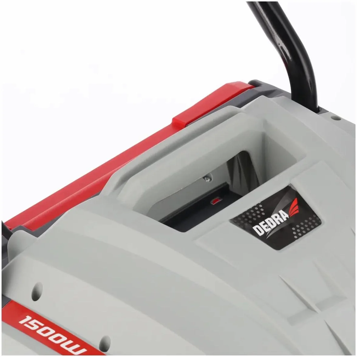 Wertykulator/napowietrzacz trawnika DEDRA, napęd elektryczny, moc 1500 W, 3000 obr./min, szerokość robocza 32 cm, niski poziom hałasu, worek na trawnik 30 l, z regulacją głębokości