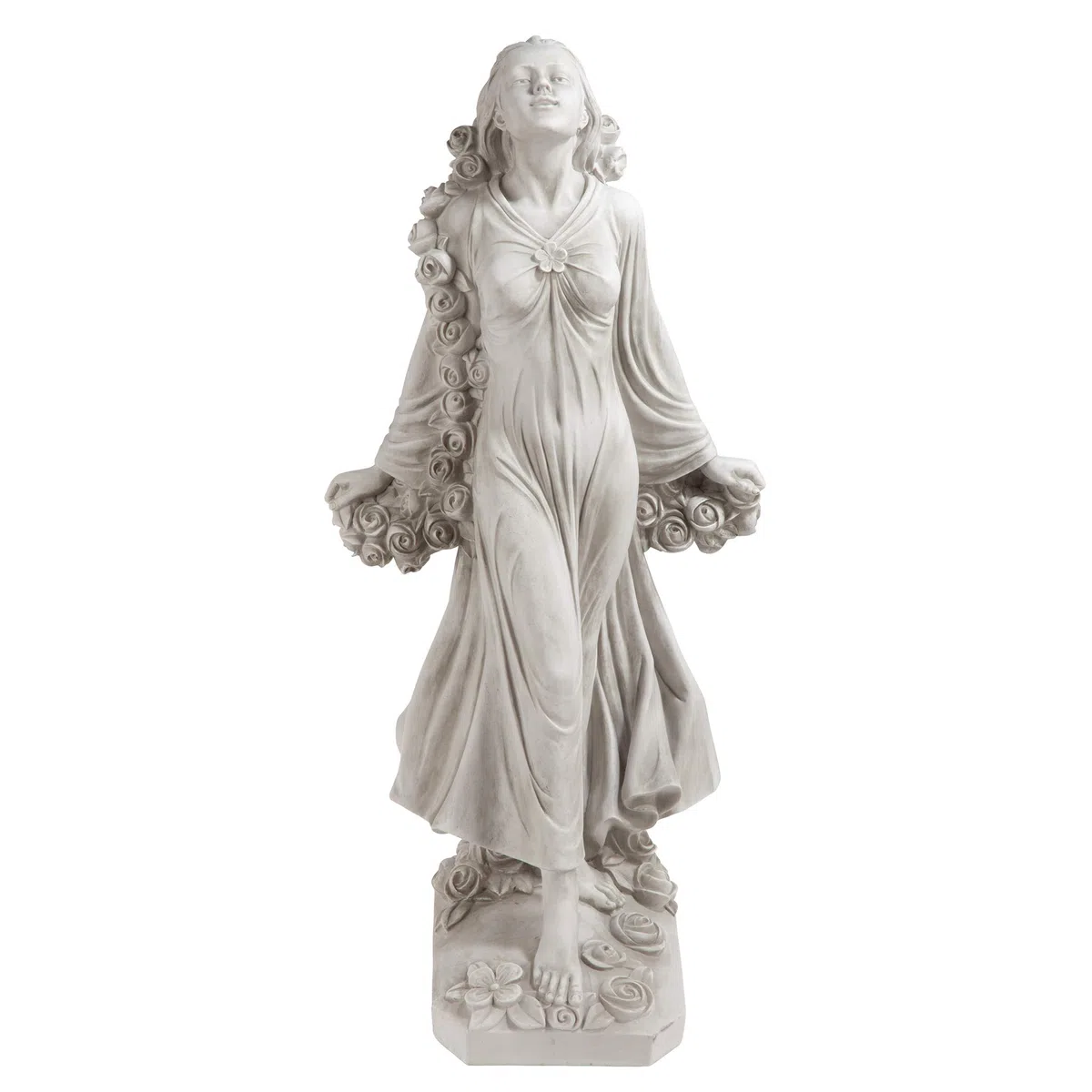 Design Toscano KY47018 Flora Boska Patronka Ogrodów Rzymska Statua, 77,5 cm, żywica poliestrowa, antyczny kamień