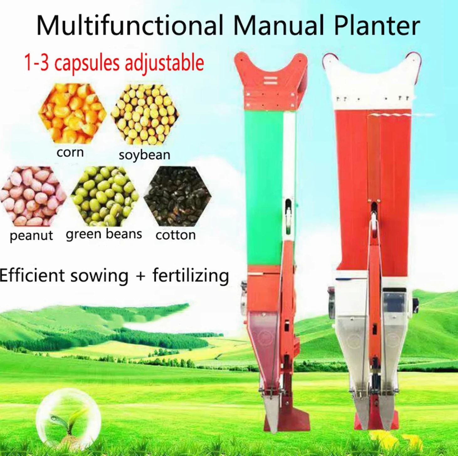 Ręczny siew sadzarki artefakt Transplanter Ręczna maszyna do siewu sadzonek Narzędzia do sadzenia roślin do ogrodu Kukurydza Orzeszki ziemne Maszyna do siewu nawozów Nasiona Nawóz Ogród Ogrodowy