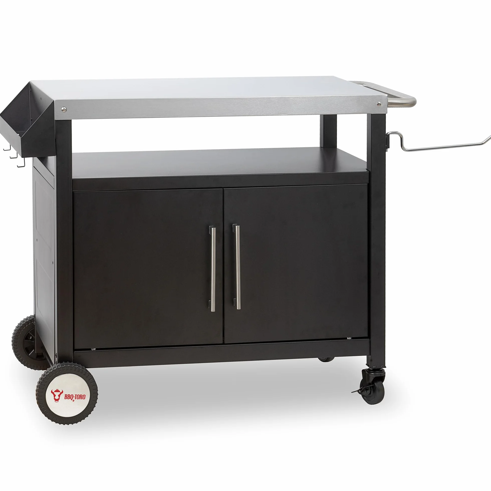 BBQ-Toro Grill na kółkach, 103,5 x 59 x 81 cm, srebrny/czarny, stolik do grillowania z dużą powierzchnią roboczą, wózek