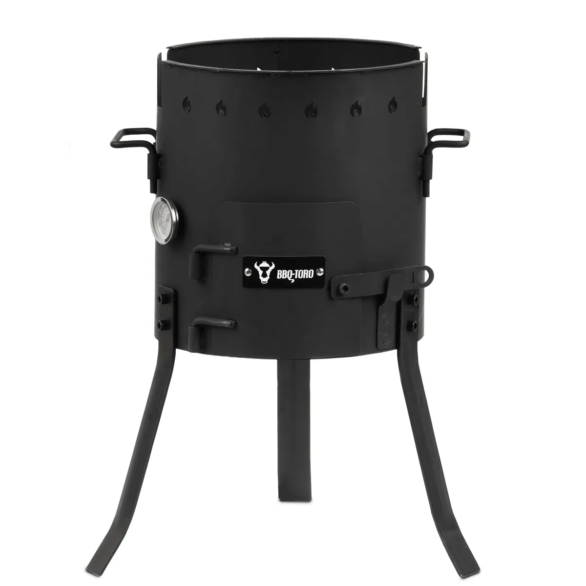 BBQ-Toro Piec jednogarnkowy do użytku na zewnątrz, Ø 29 cm, z garnkiem, rusztem do grillowania i chochlą do zupy, kociołek na gulasz, kociołek na ogień, piec outdoorowy, palenisko, kuchnia na zewnątrz