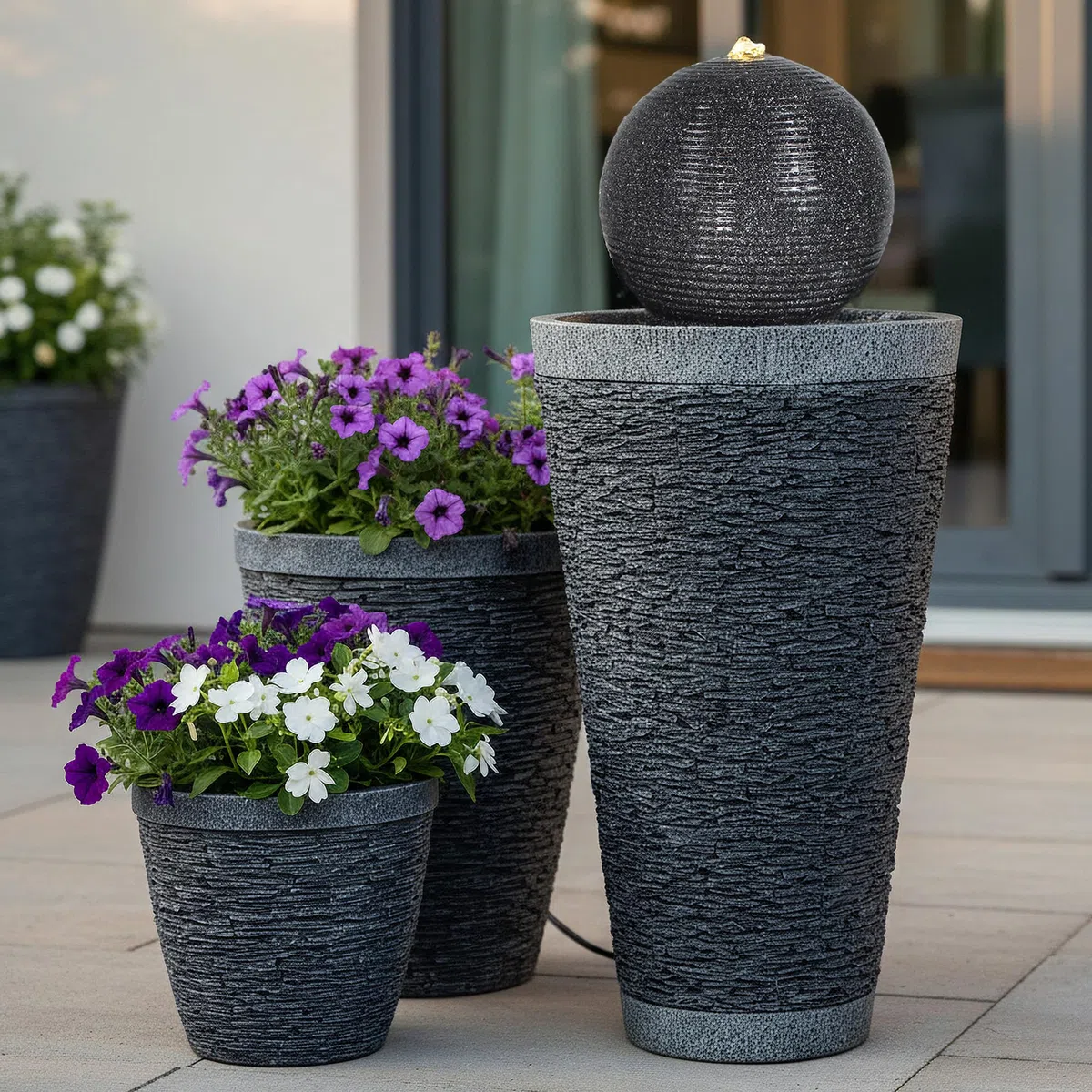 Fontanna ogrodowa BK910 o wyglądzie kamienia, 71 cm, z oświetleniem LED, dekoracja ogrodowa