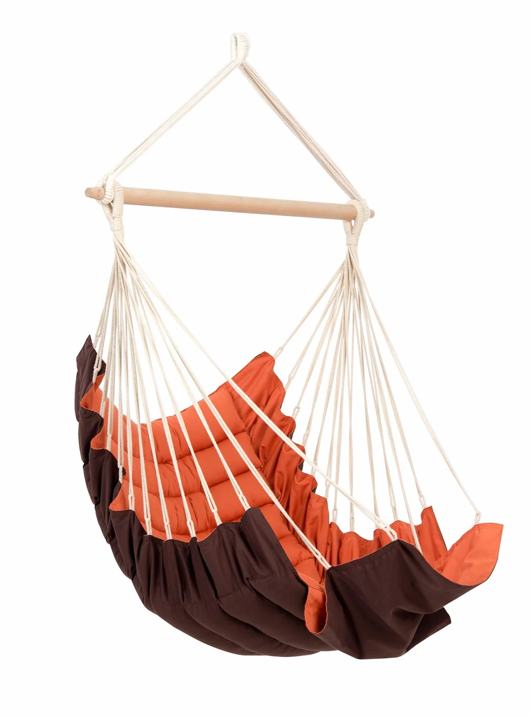 AMAZONAS Bardzo wygodny fotel wiszący California Terracotta miękko wyściełany długość pręta 110 cm do 150 kg dwukolorowy pomarańczowy/brązowy