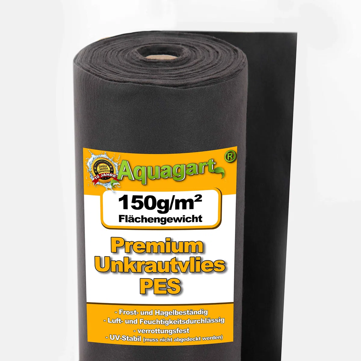 Aquagart Włóknina przeciw chwastom czarna PES – 150 g I folia ochronna do ogrodu i podwyższonej grządki I włóknina ogrodowa i blokada chwastów I przezroczysta folia do chwastów i wytrzymała włóknina ochronna długość 50 m – 1 m szerokości