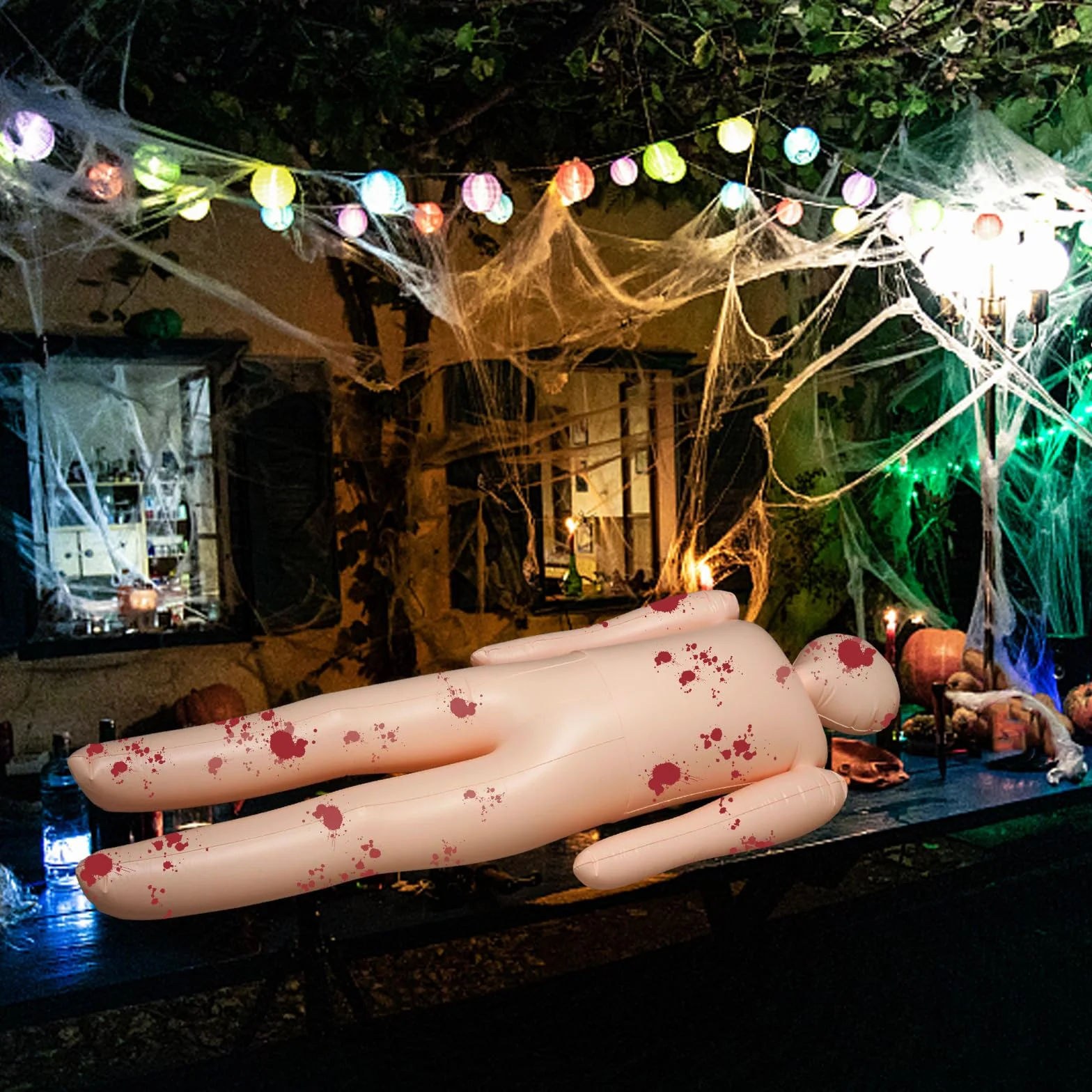 Pełnowymiarowy nadmuchiwany manekin, martwe ciało, rekwizyt na Halloween, dekoracje na podwórko, nadmuchiwany atrap, rekwizyt do przebierania się i kostiumu, na Halloween, nadmuchiwane dekoracje