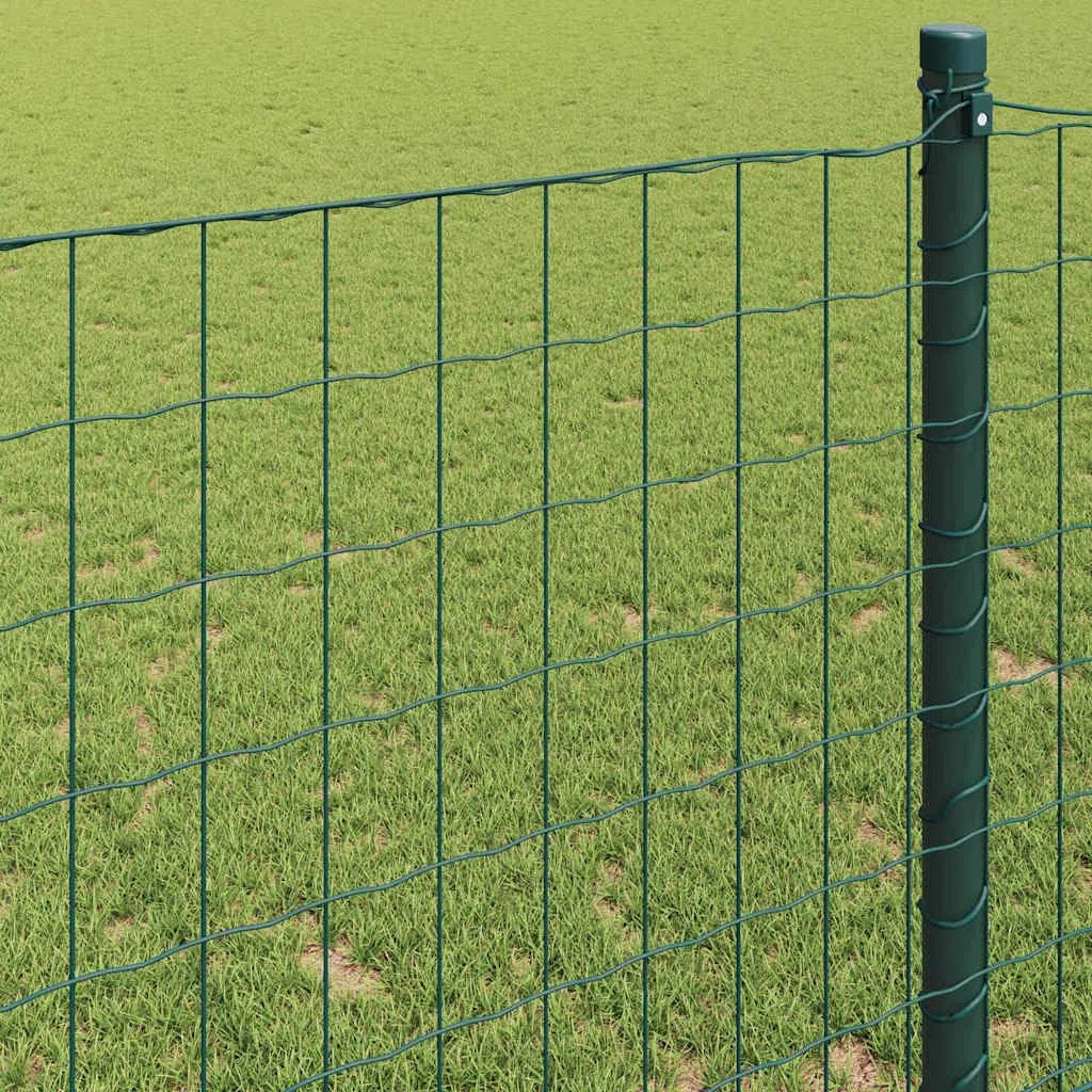Ogrodzenie euro, zielone 0,8 x 10 m, żelazo powlekane PCW, wytrzymałe ogrodzenie ogrodowe do użytku na zewnątrz, trwała bariera dla zwierząt, łatwy montaż do ogrodu, na podwórko i taras