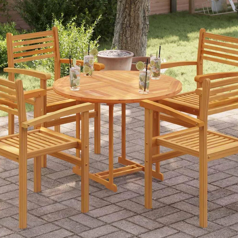 vidaXL Blat stołu, lite drewno tekowe, okrągły, 2,5 cm, 90 cm