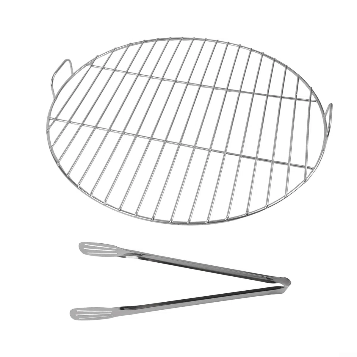 Okrągły ruszt do grillowania ze stali nierdzewnej z uchwytem, średnica 57 cm, pasuje do grilla 45 cm, 53 cm, 55 cm, idealny dla entuzjastów gotowania na świeżym powietrzu i grillowania