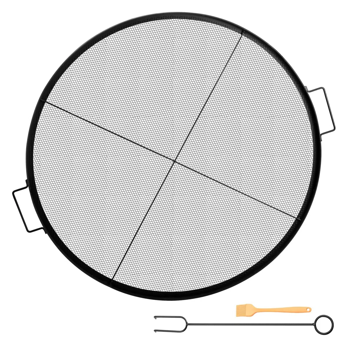 Round Fire Pit Rut, ruszt o średnicy 25 ", okrągłe i czarne stalowe kraty z uchwytami do ogniska