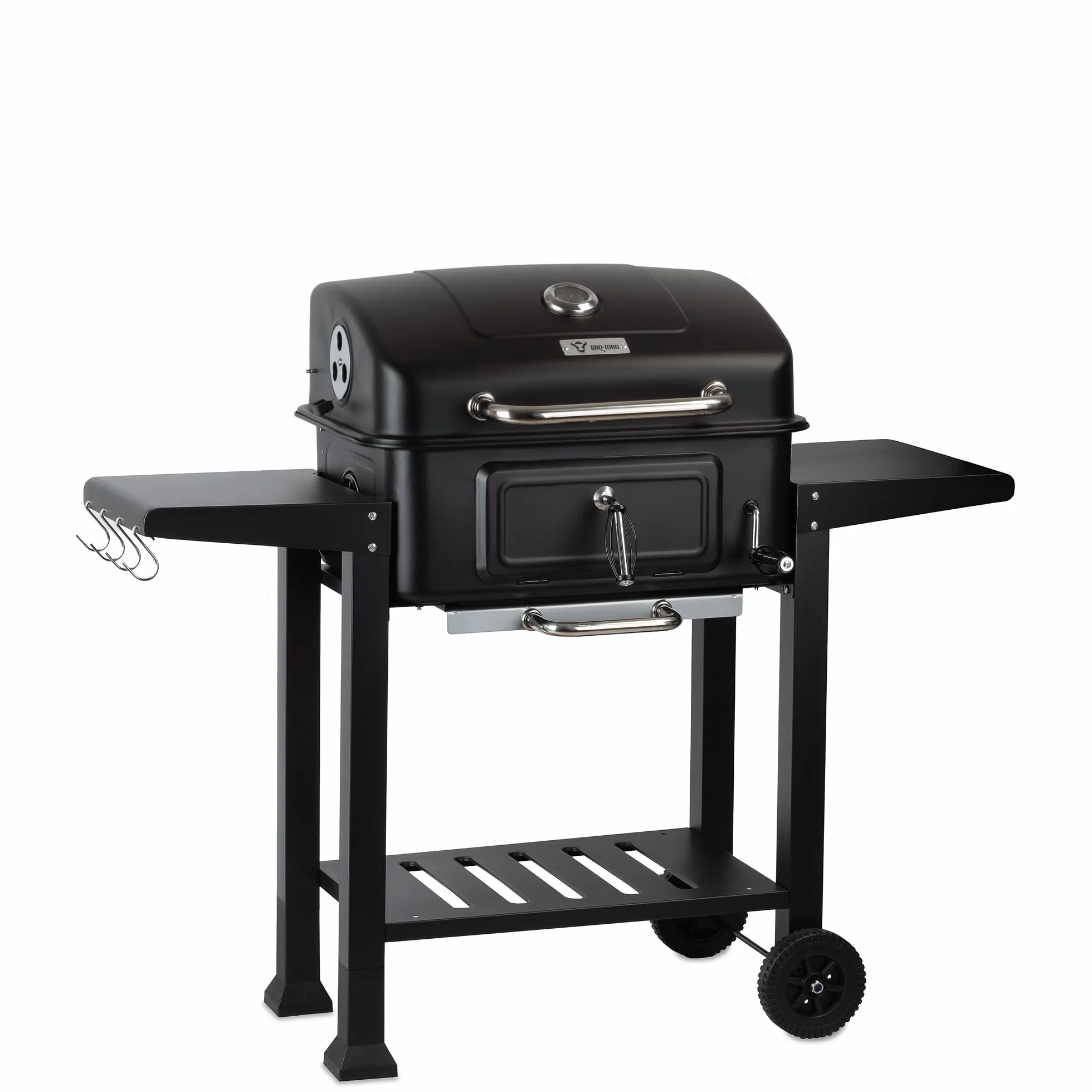 BBQ-Toro Grill na Węgiel Drzewny z Misą i Regulacją Wysokości, Pokrywką, Wózkiem i Termometrem - Duży Grill XXL