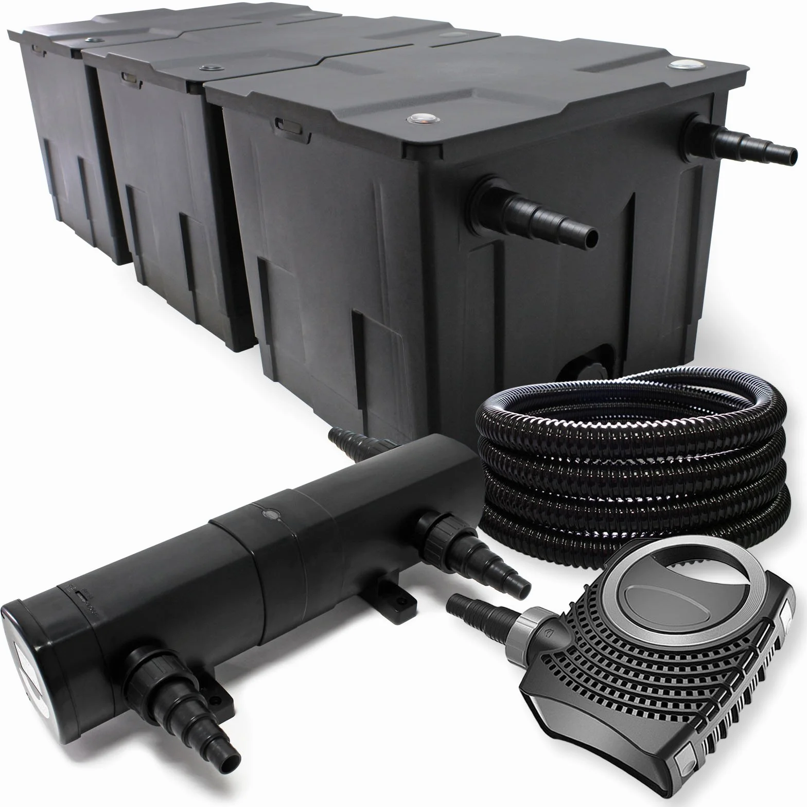 Wiltec CBF-350C filtr do oczka wodnego 90000 l, NEO10000 SuperECO pompa 10000 l/h 80 W, CUV-236 oczyszczacz stawu