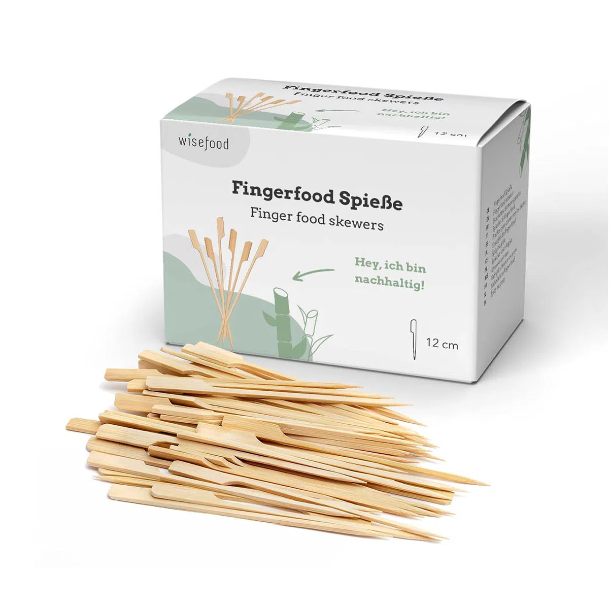 wisefood rożen na przekąski, 12 cm, 250 sztuk drewnianych szaszłyków do koktajli, szpikulce do grilla, jednorazowe sztućce, biodegradowalne, naturalne, stabilne, przyjazne dla środowiska