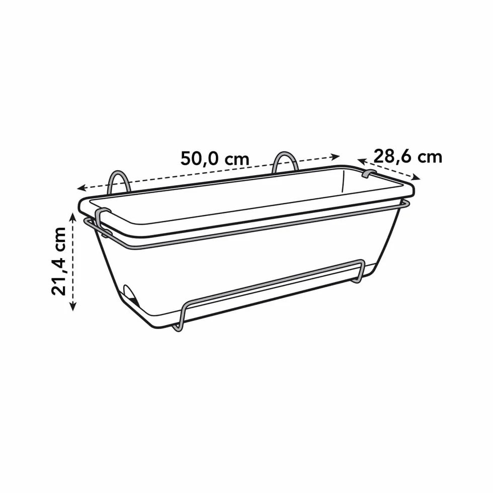 elho Barcelona Allin1 50 donica balkonowa - z podstawką i wieszakiem - 100% plastik z recyklingu - Ø 49,5 x wys. 18,5 cm - czarny/antracyt