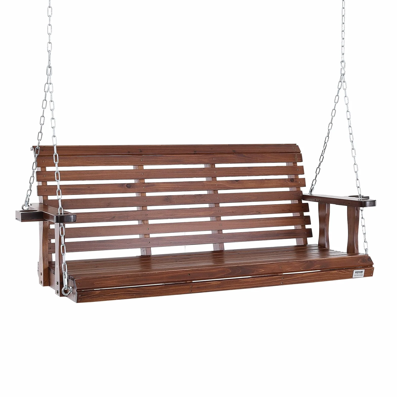 VEVOR Drewniana huśtawka werandowa 1702x710x600 mm 400 kg łańcuch brązowa