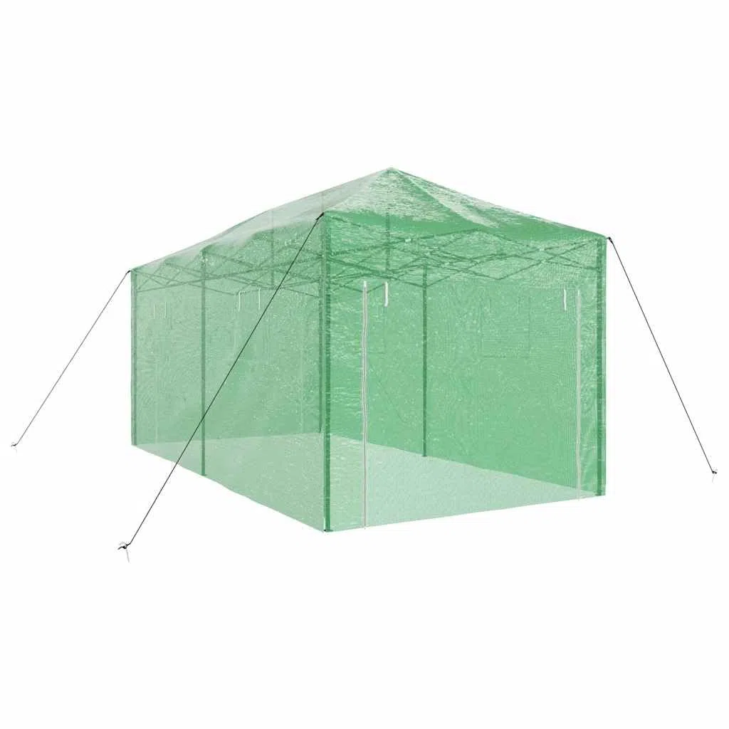 Szklarnia pop-up, zielona, 290 x 580 x 315 cm, żelazna, szklarnia do ogrodu, na balkon i taras, tunel foliowy z ochroną roślin do uprawy i zimowania