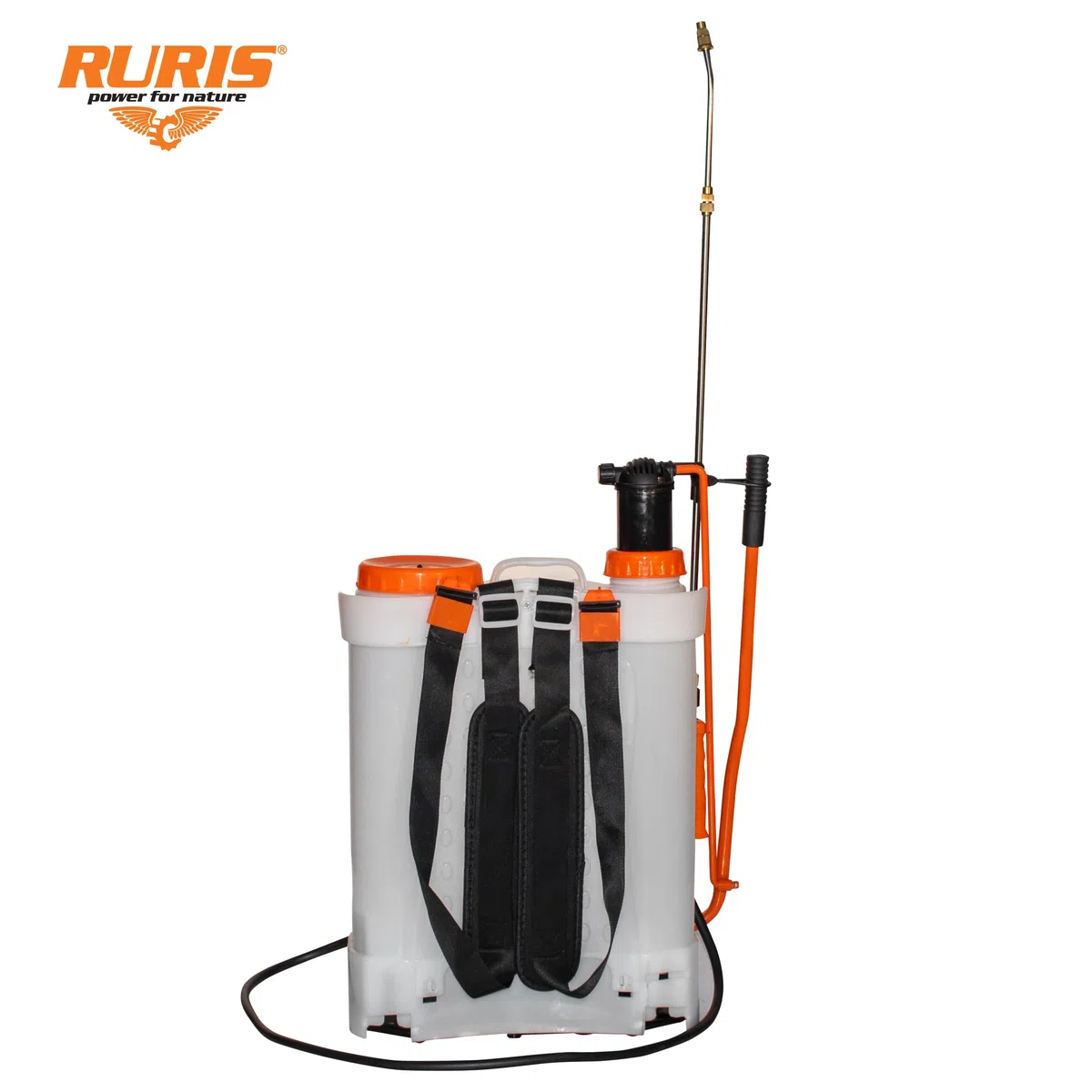 RURIS POWER FOR NATURE RS 2000 opryskiwacz elektryczny i ręczny, zbiornik 20 l, akumulator 12 V 8 Ah, ciśnienie silnika 5,5 bara, ładowarka w zestawie, pomarańczowy