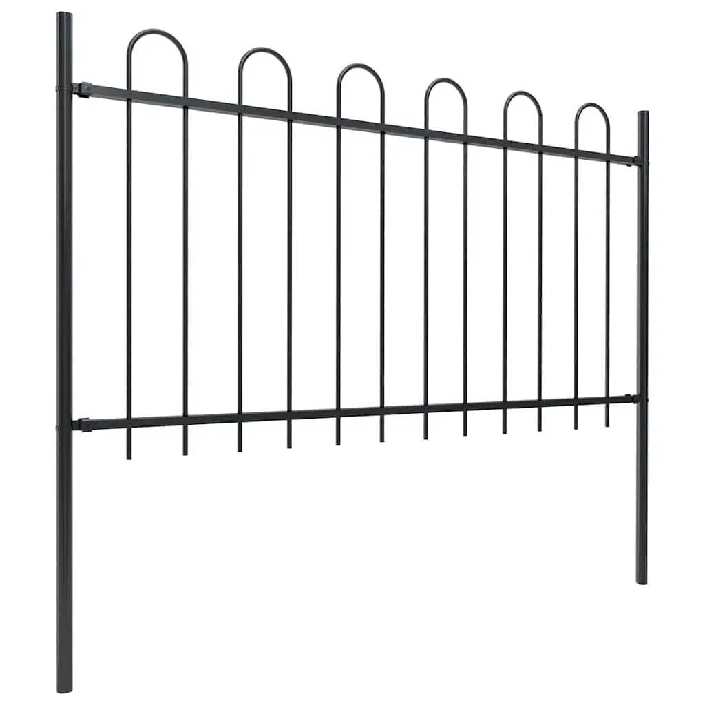 Ogrodzenie ogrodowe z łukiem okrągłym ze stali malowanej proszkowo, długość 15,3 m, wysokość 150 cm, eleganckie wzornictwo do ogrodu i na podwórko, możliwość rozszerzenia
