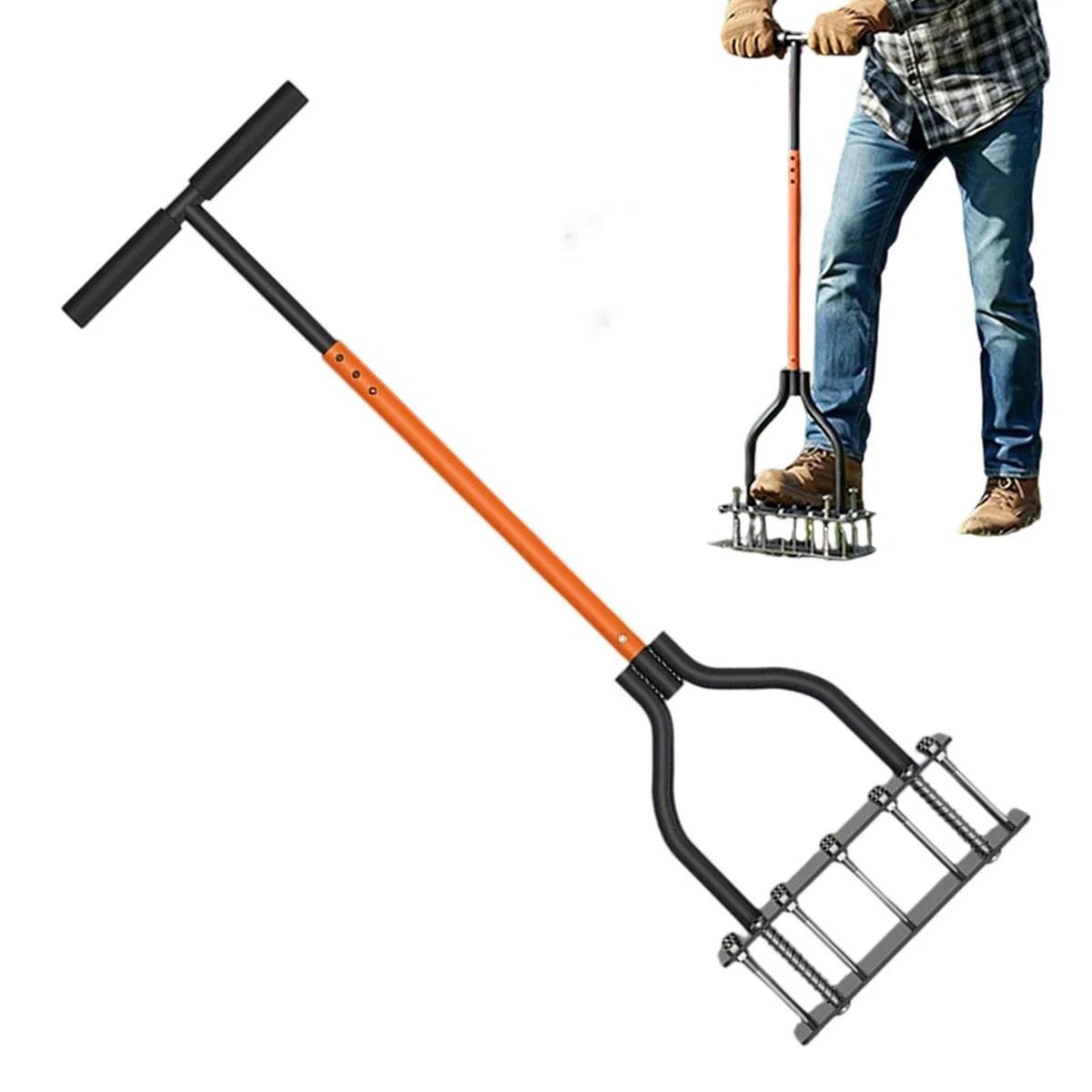 Aerator do Trawnika Narzędzie ogrodowe z mechanizmem sprężynowym | Wytrzymałe Narzędzie do Aeracji Trawnika Do Ziemi Golfowego Parku Jesienna Pielęgnacja Trawy Wiosenne Ogrodnictwo