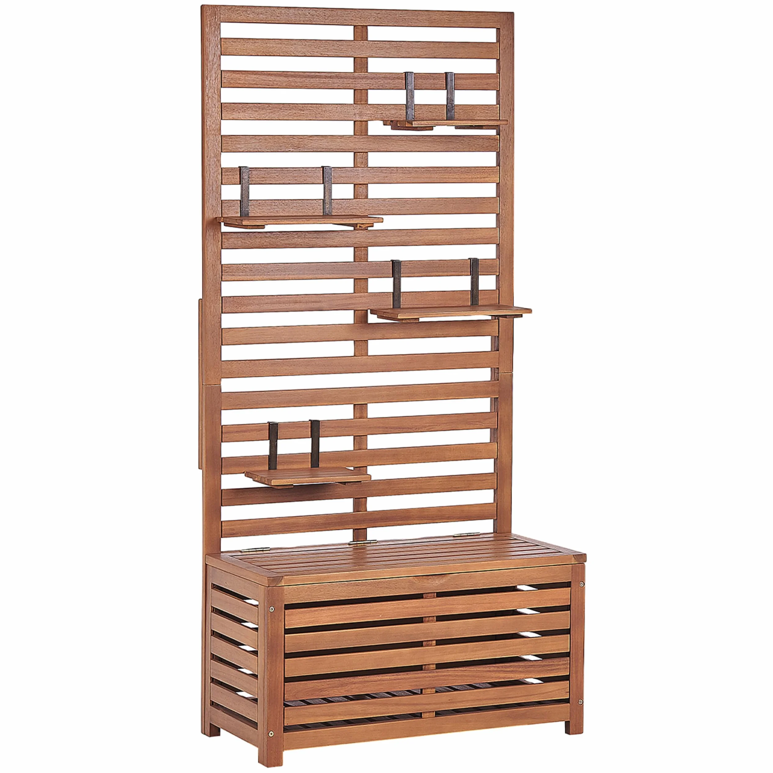 Matino Ogrodowa ławka drewno akacjowe 80 cm ze schowkiem półkami