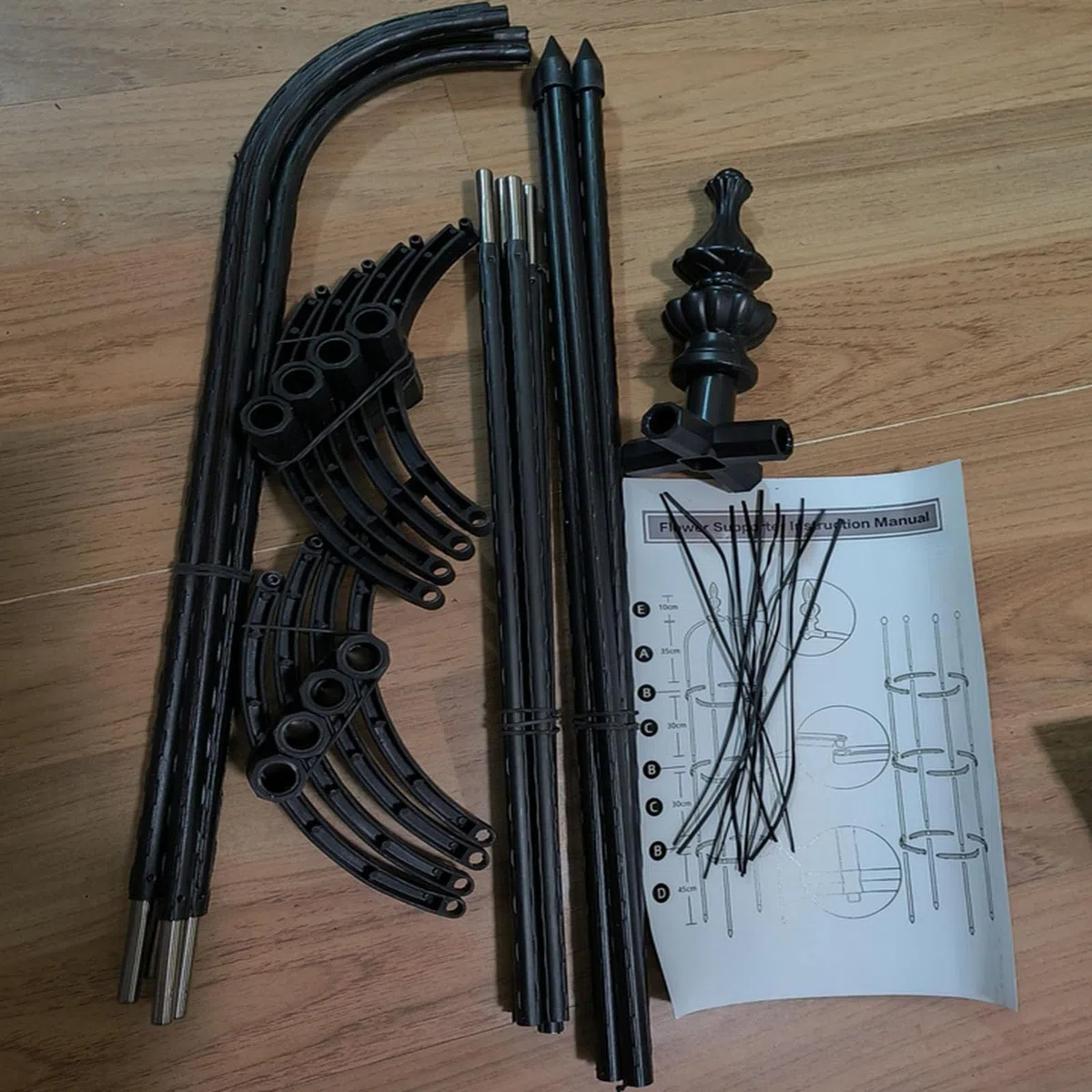 2-pak metalowej kratki ogrodowej do roślin zewnętrznych, groszek, pnącza i dekoracja kwiatowa 25 x 90 cm i 25 x 120 cm (czarna)