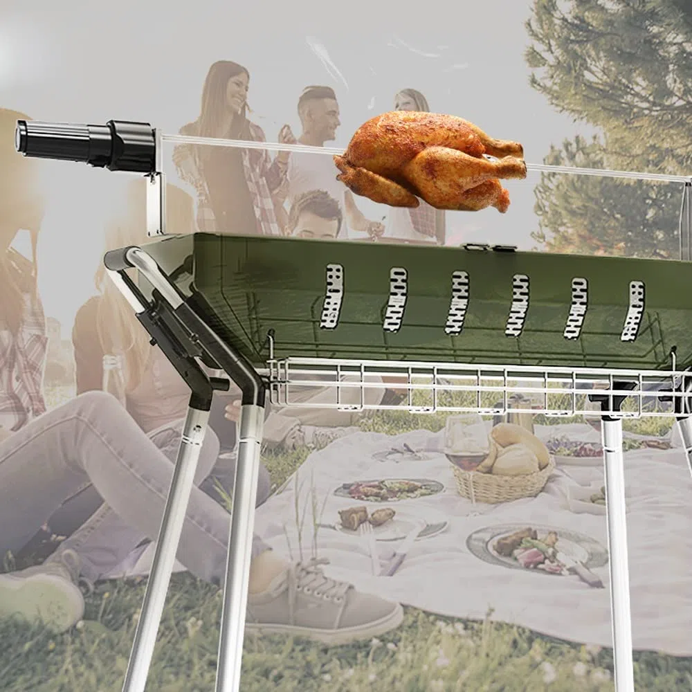 Grill węglowy Przenośny grill ze stali nierdzewnej Grill wędzarniczy na kemping Patio przydomowy ogród