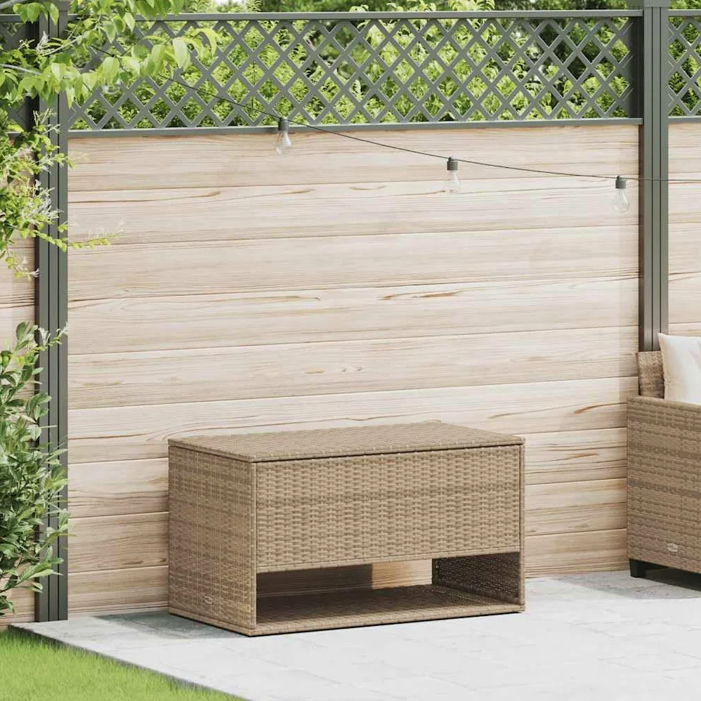 vidaXL Skrzynka na poduszki ogrodowe beżowa 100x55x55,5 cm polirattan