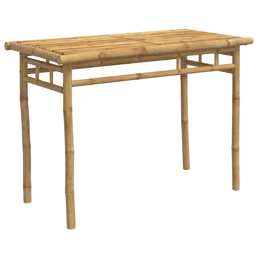 Bambusowy stół do jadalni na taras, prostokątny, 110 x 55 x 75 cm, stół ogrodowy z bambusa do posiłków na świeżym powietrzu, wytrzymały i wodoodporny blat stołu na napoje i przekąski