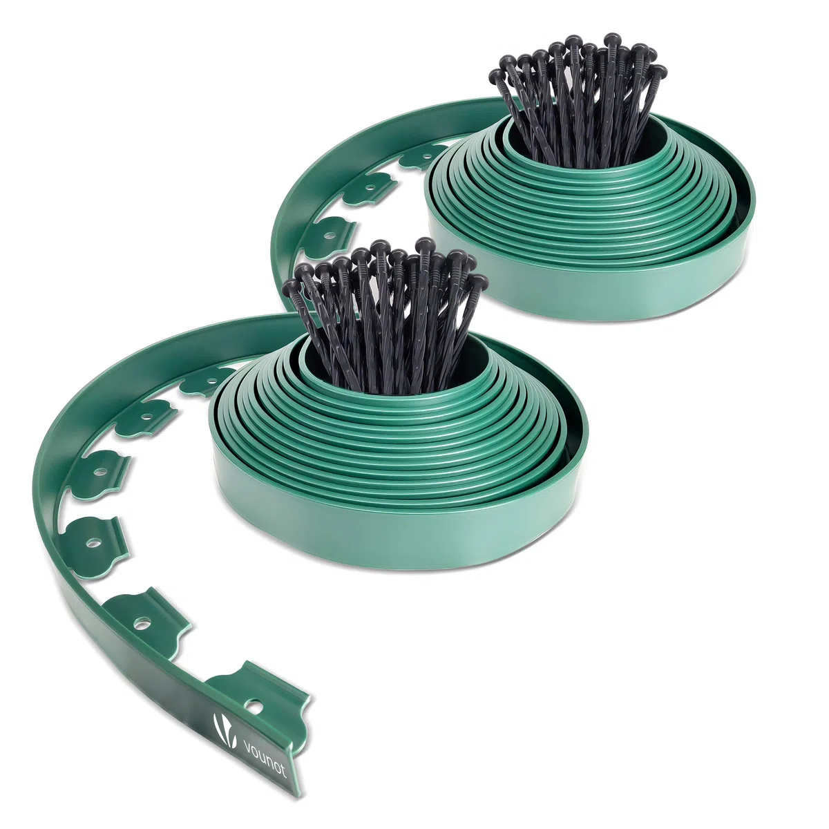 VOUNOT Plastikowa obrzeże ogrodowe 20 metrów z 60 kołkami do zakotwiczenia Elastyczny obrzeże trawnika z solidnymi kołkami Pomysł na ogród Wysokość 50mm, Grubość 4mm Zielony