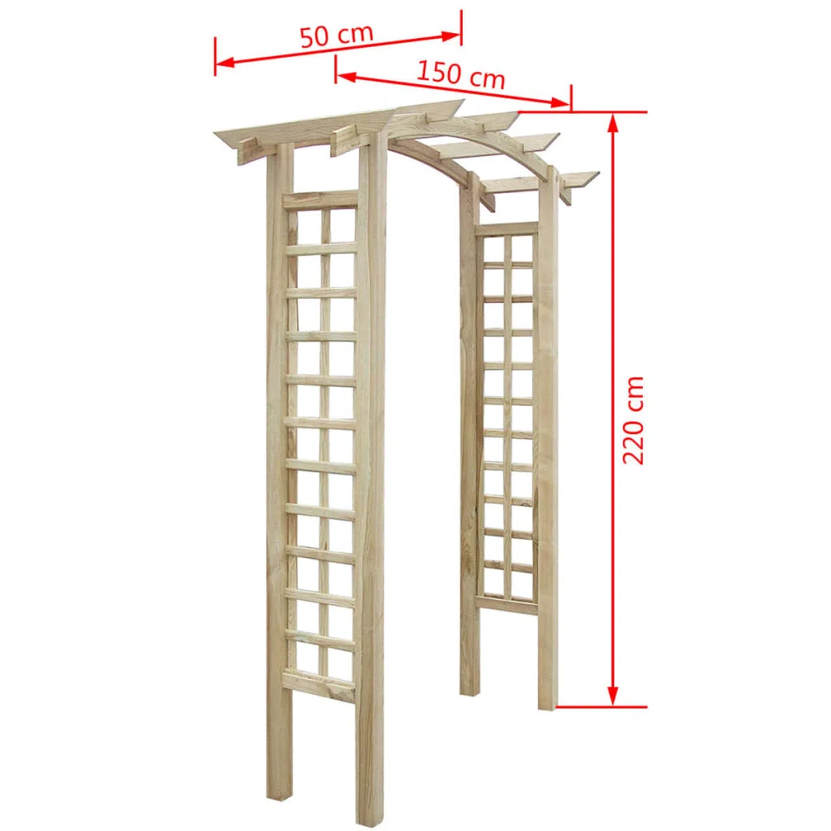 Drewniany łuk ogrodowy, pergola, krata, 150 x 50 x 220 cm, idealna do roślin pnących