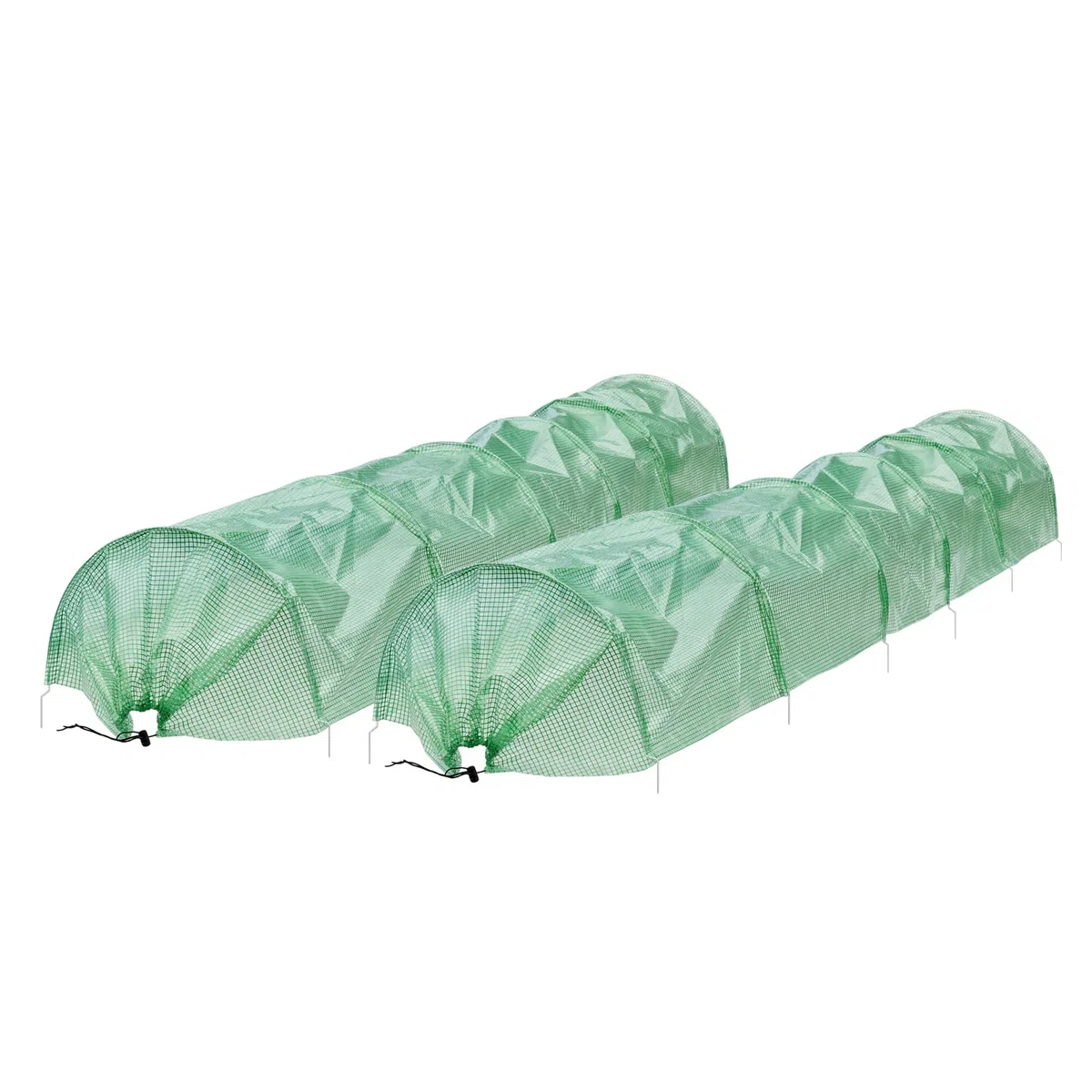ECD Germany Tunel Foliowy Roślinny 300x55x35 cm 3m Przezroczysty/Zielony Folia PE-Siatka 135 g/m² z 6 Zakrzywionymi Drutami Stalowymi Ø 2mm, Szklarnia Chłodnia