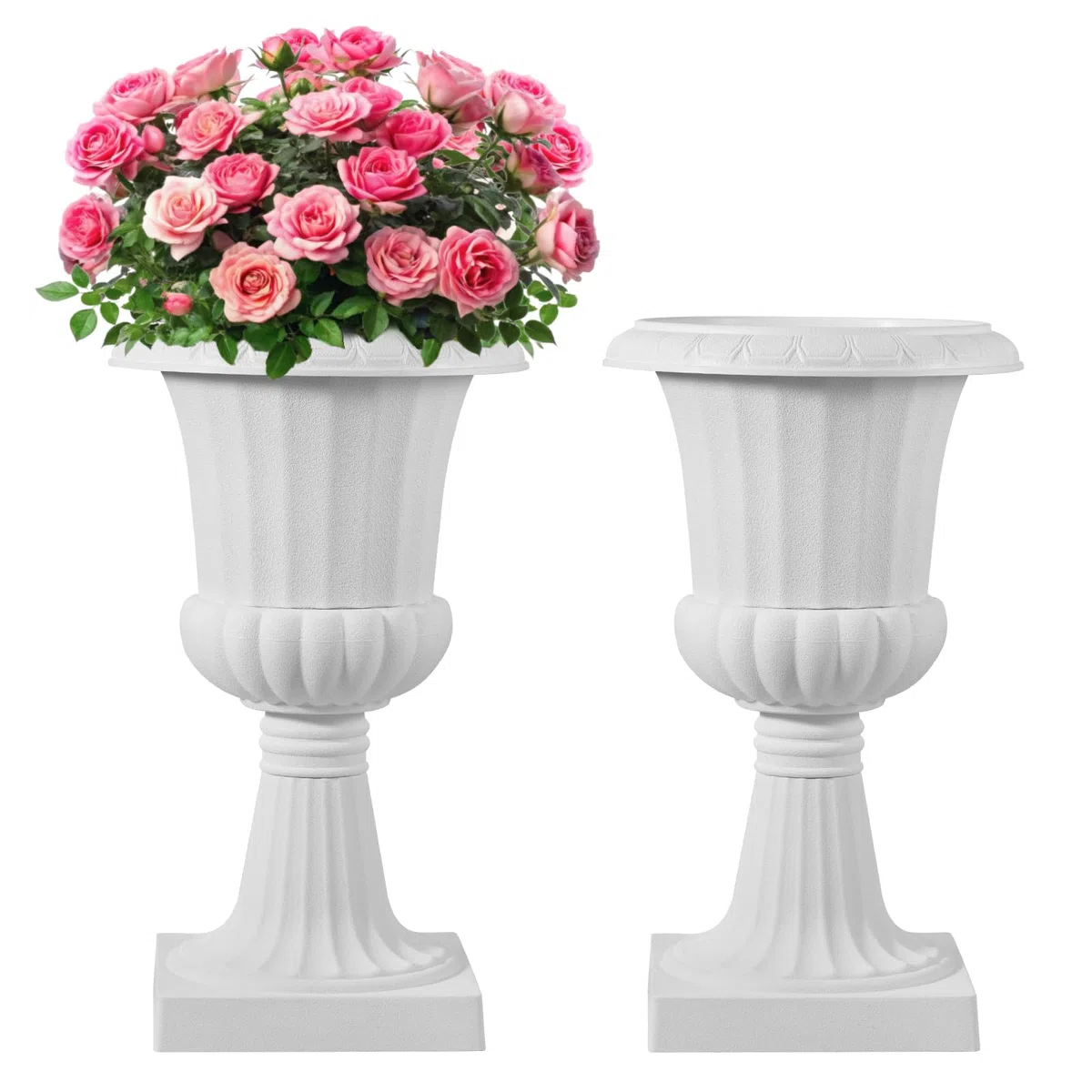 VEVOR Plastikowa doniczka 40 x 67 cm, klasyczna doniczka na kwiaty, zestaw 2 szt., urna ogrodowa do roślin urna plastikowa kwiatowa do wnętrz, na zewnątrz, wydarzenia, sceny, wejścia, biała