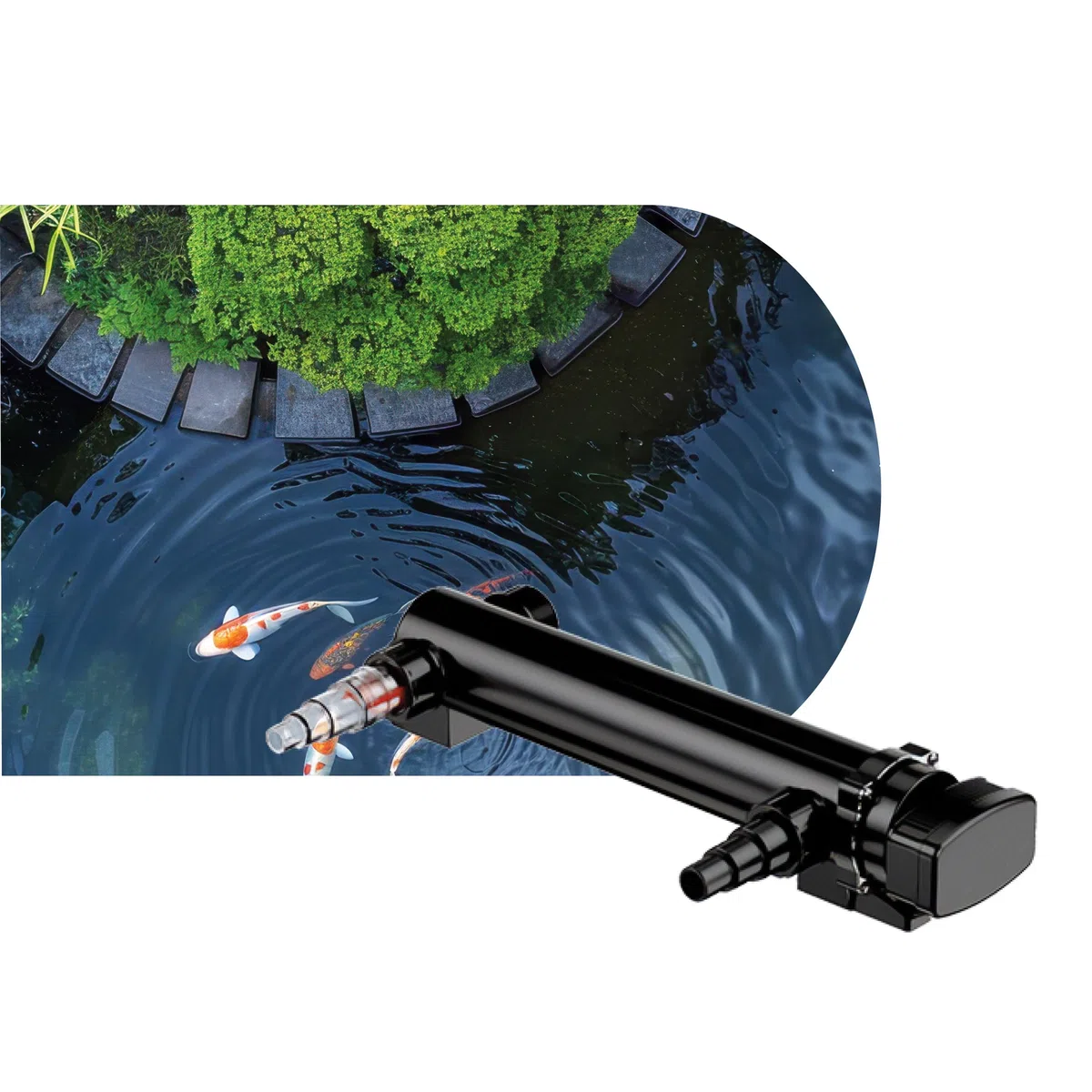 AQPOND sterylizator UV do stawu - oczyszczacz UV-C do kontroli glonów i wody zielonej - system sterylizacji do stawów, stawów i fontann ogrodowych, 7000 lt/h, 36 W