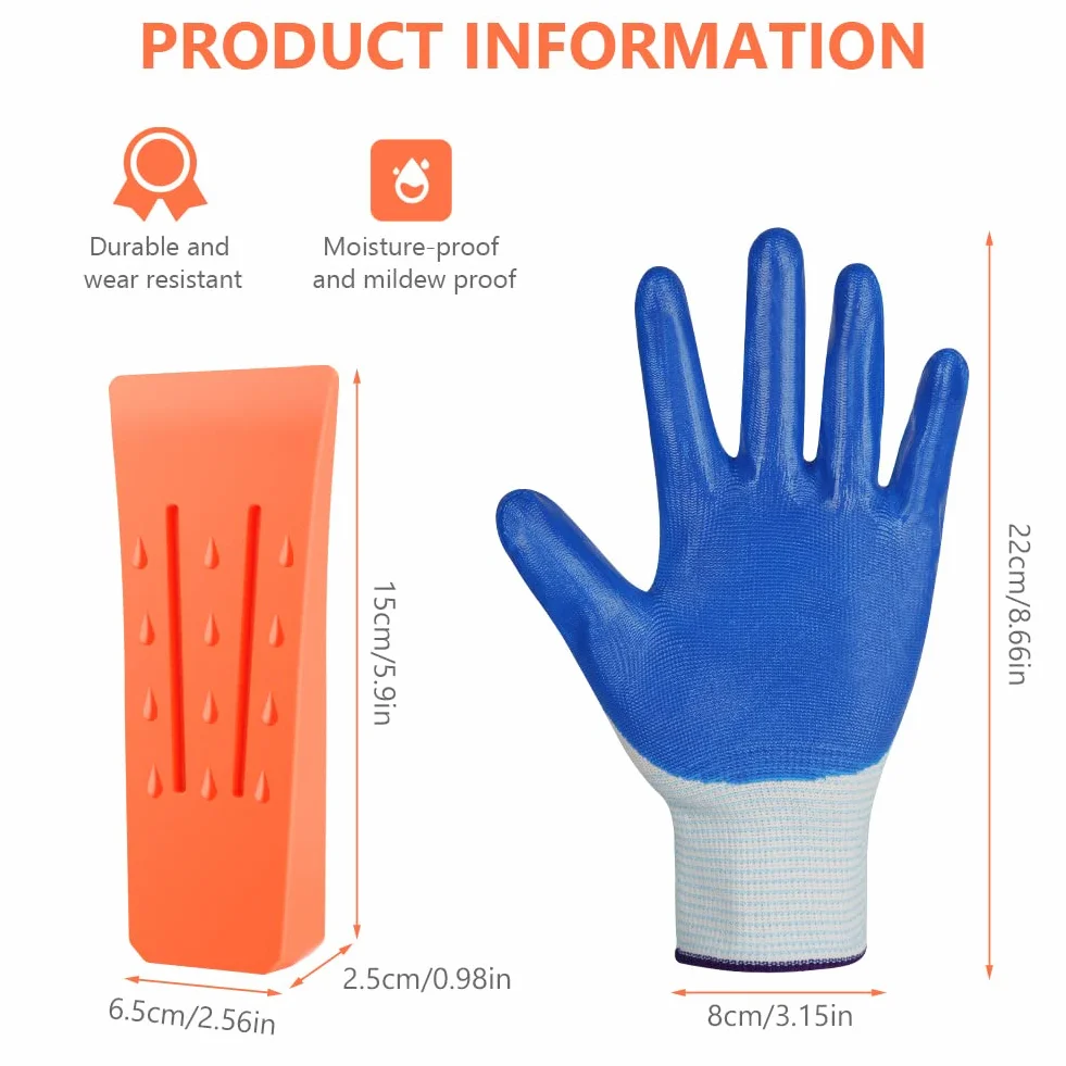 Flintronic Plastikowy klin, 6 sztuk ABS Plastikowy klin drzewny z rękawiczkami, drwal akcesoria narzędzia do cięcia drzew, drewno zestaw klinów do piły łańcuchowej.