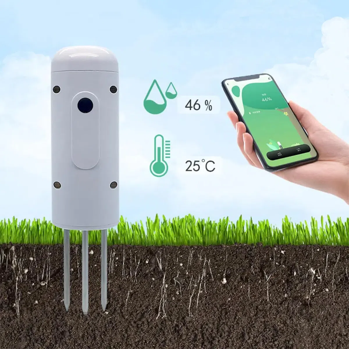 Czujnik Gleby Wilgotność i Temperatura gleby bezprzewodowy Wi-Fi z bramą Zigbee Hub kontroli przez App Smartphone