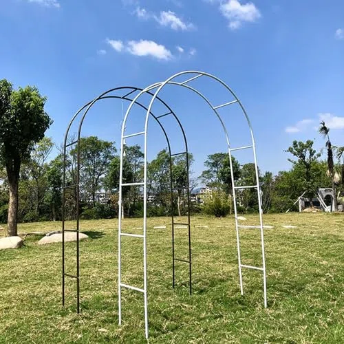 Wytrzymały metalowy łuk różany do użytku wewnątrz i na zewnątrz, solidny stojak na kwiaty pergola i wsparcie dla roślin pnących, elegancka czarna rama pawilonu ogrodowego