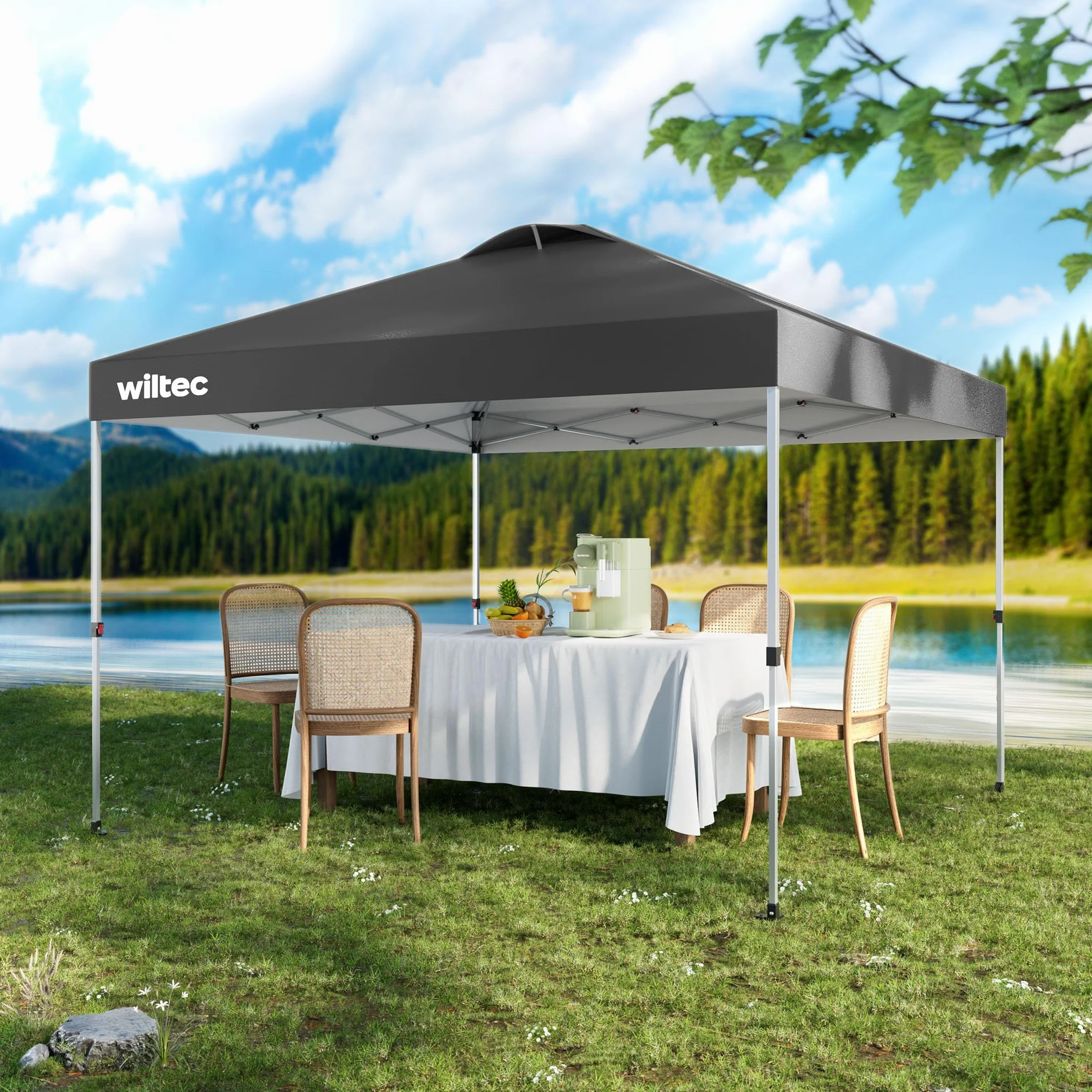 Wiltec Pop-up Pawilon składany na kołach pawilon ogrodowy szary 3x3m One push namiot imprezowy