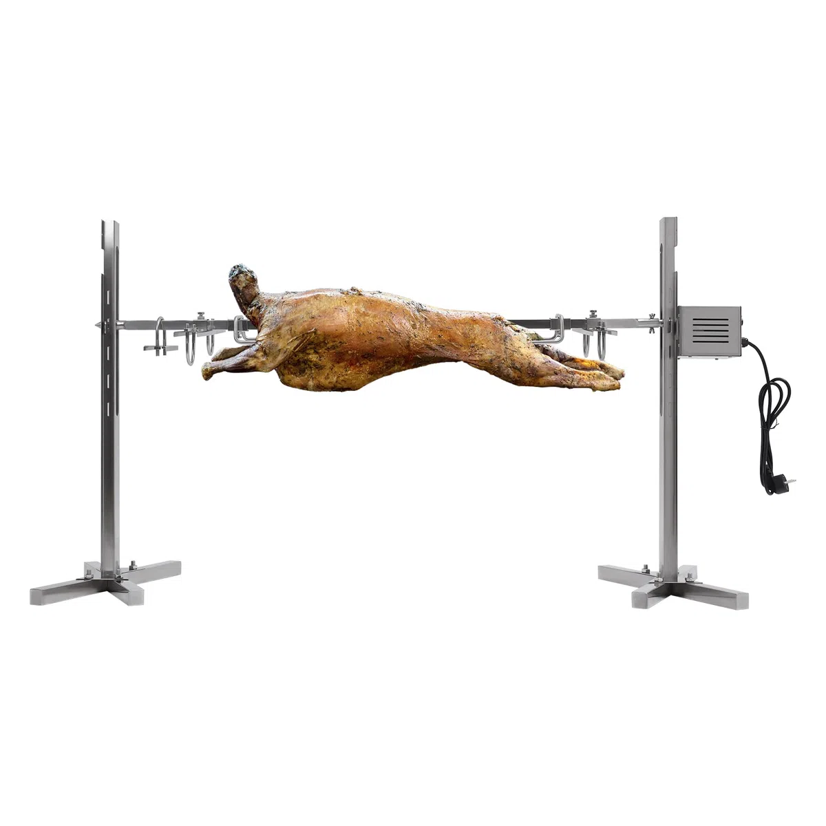 Zestaw rożen do grilla ze stali nierdzewnej, 30 kg, z silnikiem 25 W, elektryczny rożen do grilla, elektryczny szpikulec do grilla 53", z regulacją wysokości, grill na kemping i do ogrodu,