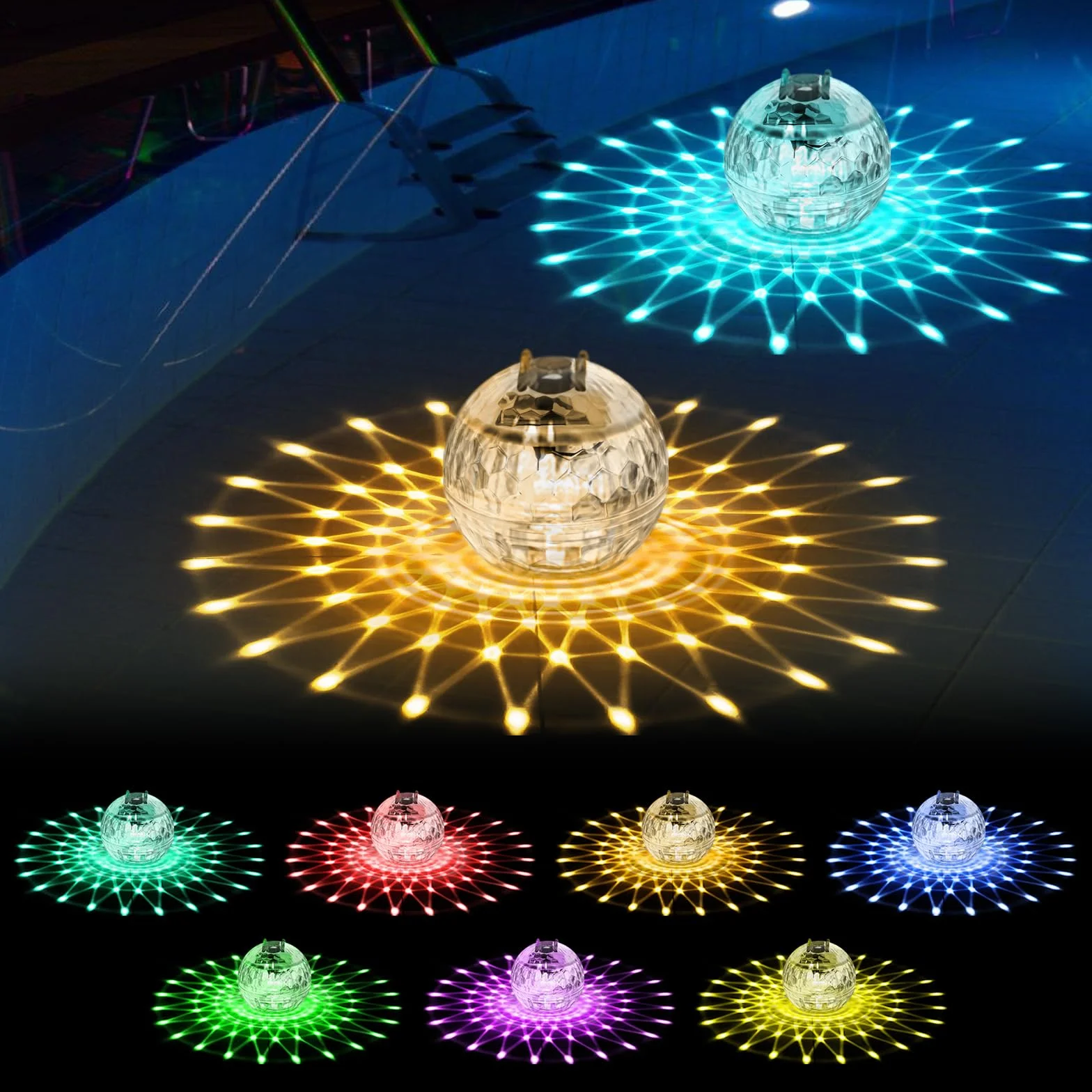 2 szt. Solar Basen Pływający Światła, 11 cm Solar Basen Lighting, Solar Basen Lighting, Solar Staw Lighting z oświetleniem RGB Zmiana koloru na basenie, fontanny