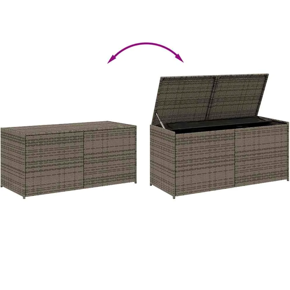 Skrzynia ogrodowa, 283 l, polirattan, z wodoodpornym workiem wewnętrznym, malowana proszkowo rama stalowa, odporna na promieniowanie UV, duża skrzynia ogrodowa na taras, balkon, do basenu, z